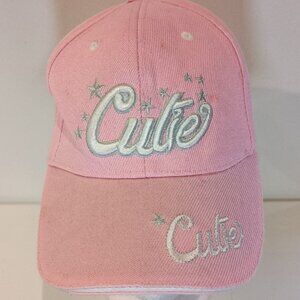 CUTIE CUTE WOMENS BASEBALL CAP HAT PINK WHITE LETTER ADJUSTABLE